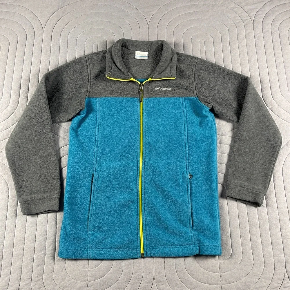 Columbia Steens Mountain II Fleece Jacket Boys Size Large Blue Gray Full Zip
